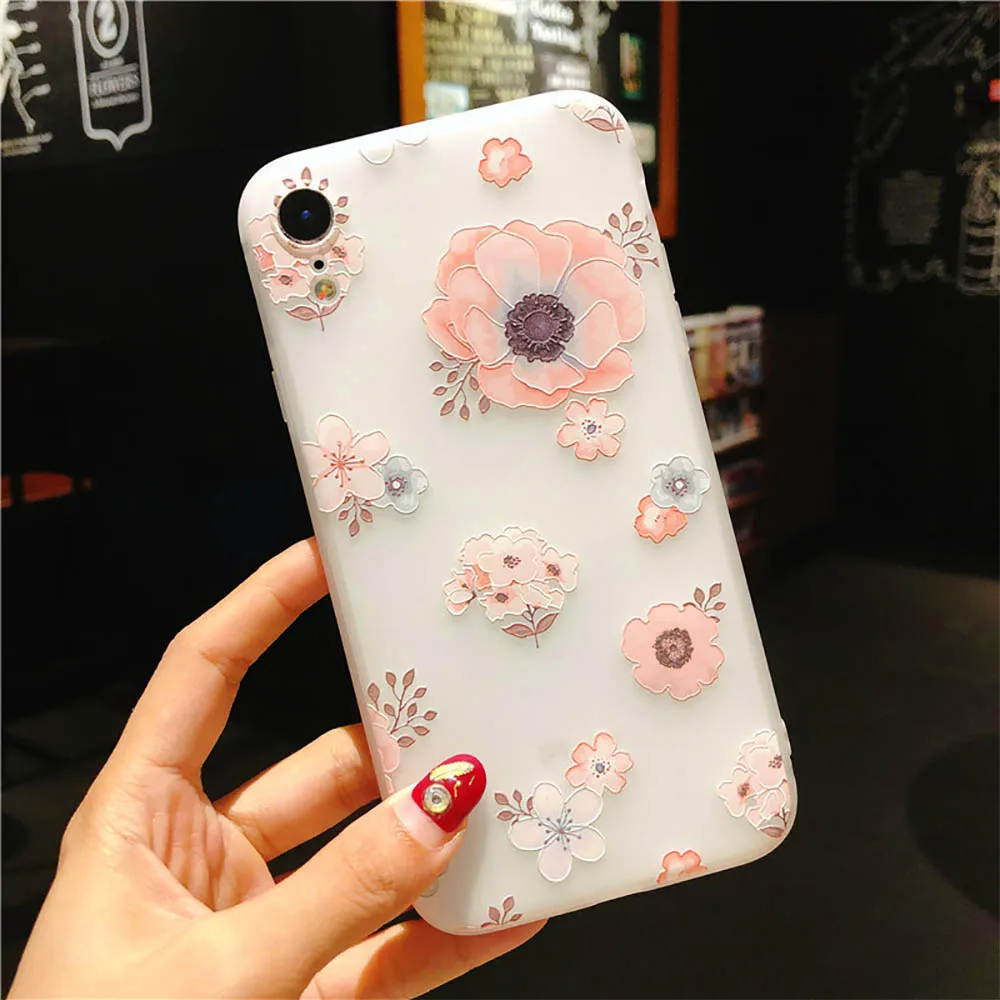 Цветочный чехол для телефона iPhone XS Max силиконовый 6 S чехлы 7 8 Plus XR X мягкий милый |