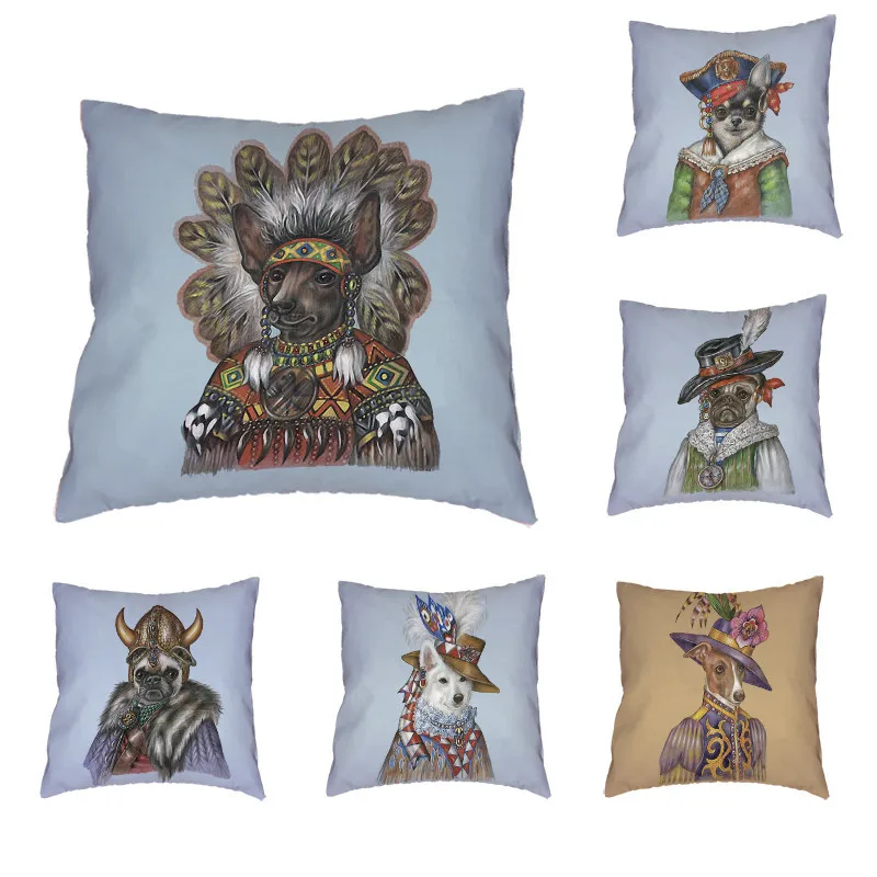 Наволочка из полиэстера с рисунком собаки и костюма персиковая кожа милая Мопс