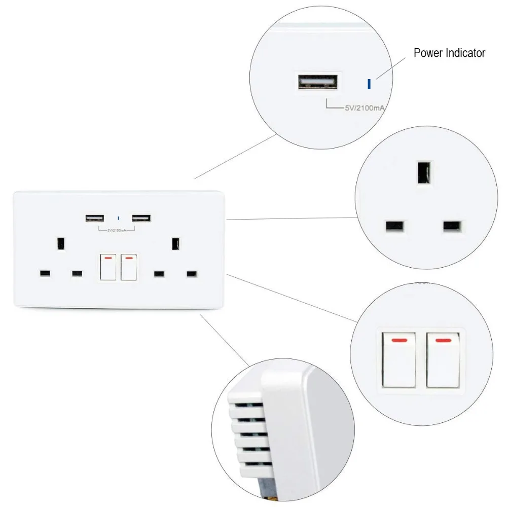 Tuya Smart WiFi в розетке умная розетка 2 независимая управления и USB порта Alexa Google