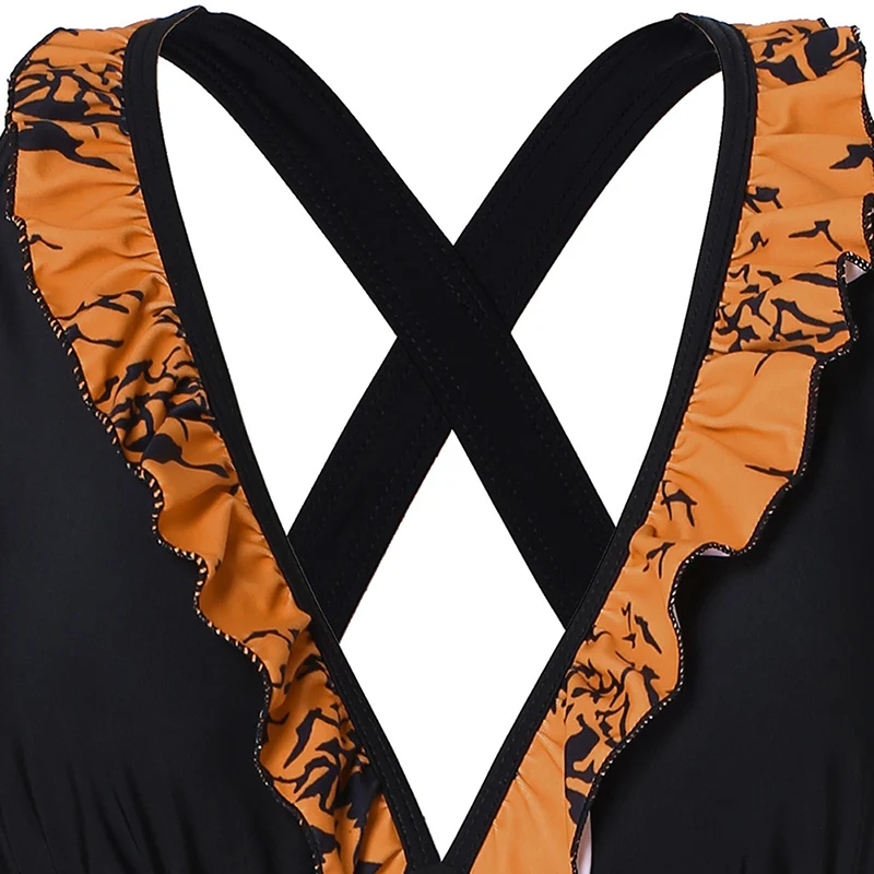 Плюс Размеры 5XL Criss Cross Танкини с принтом комплект XXXXL XXXL XXL Два шт. Монокини