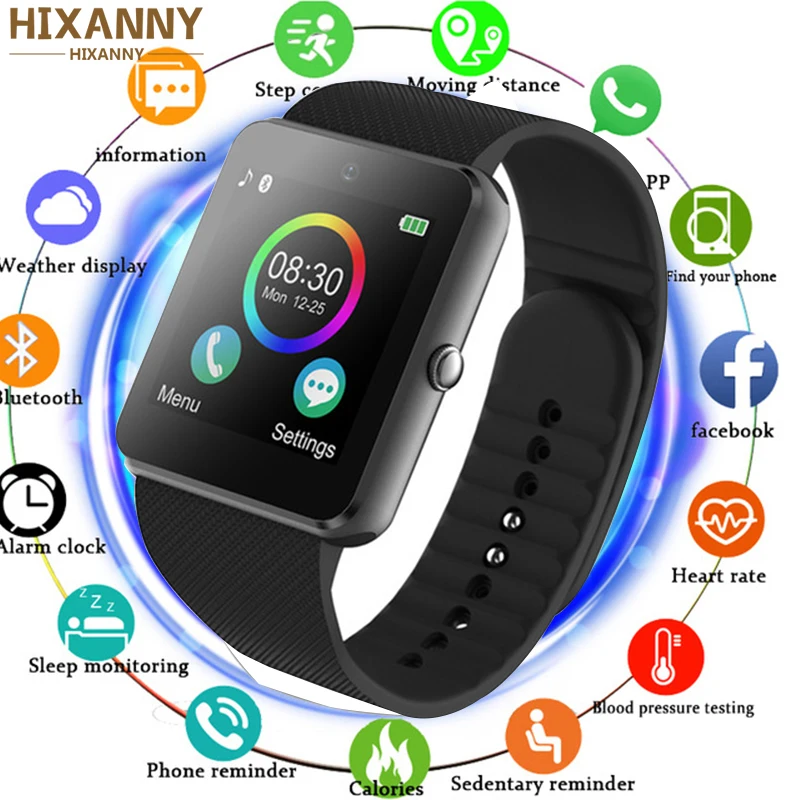 Bluetooth Смарт-часы MenWomen с сенсорным экраном большой аккумулятор поддержка