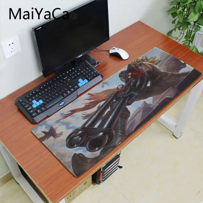 Maiyaca Подарочный коврик для мальчика Лига Легенд jhin красивый коврик для мышки в стиле аниме запирающийся край игровой коврик для мыши Коврик для клавиатуры - Цвет: Lock Edge 30x60cm