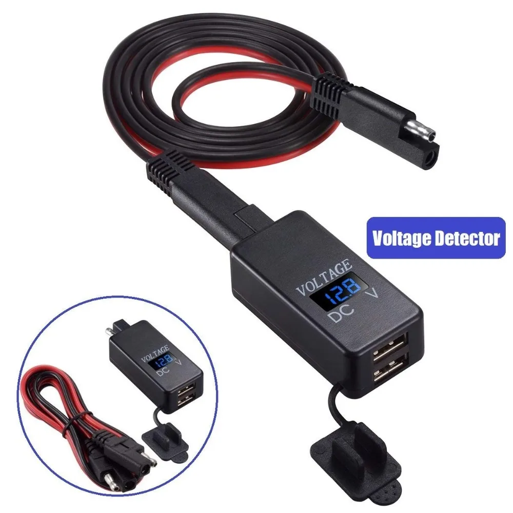 Переходник SAE на USB с вольтметром мотоциклетный быстроразъемный штекер