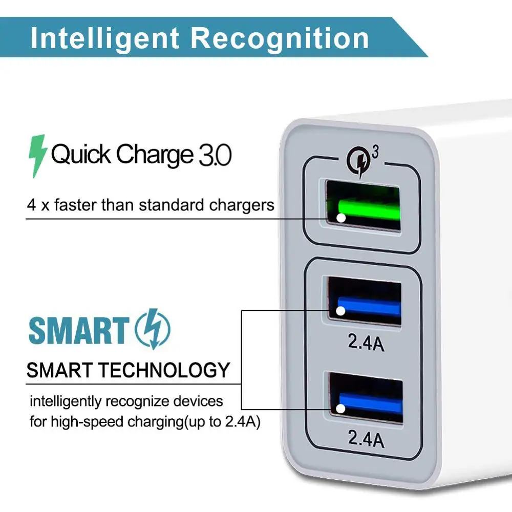 Универсальное быстрое зарядное устройство USB 30 Вт 3 0 5 в 4A для Iphone 7 8 EU US Plug
