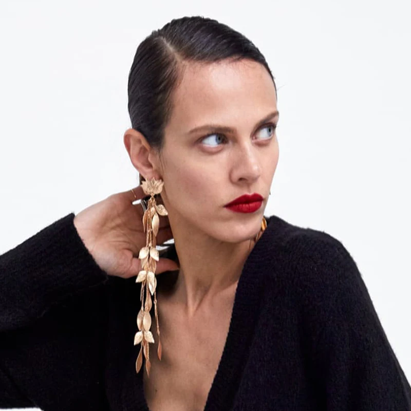 Женские винтажные серьги кисточки FASHIONSNOOPS металлические длинные капельки с
