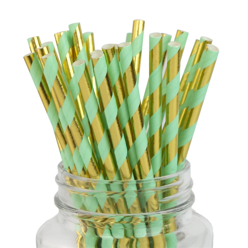 Украшения для первого причастия 10000 шт одноразовые соломинки в зеленую полоску