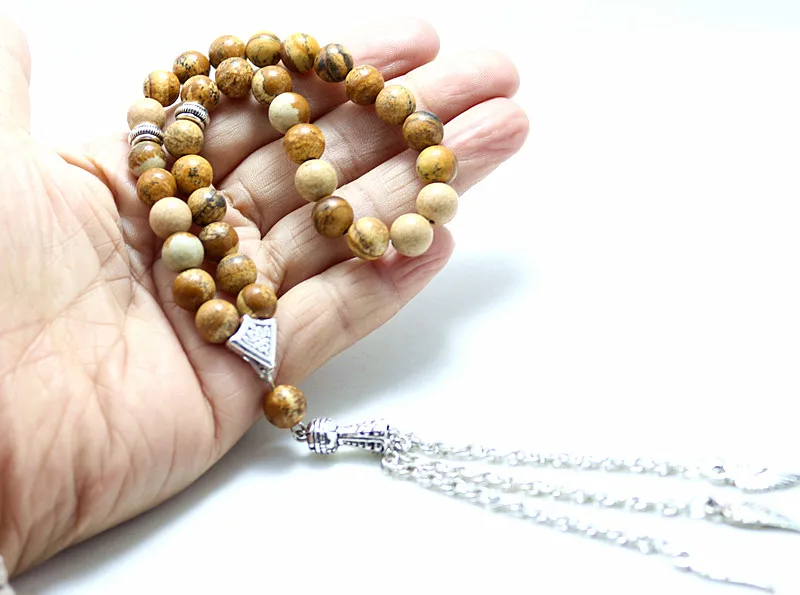 Круглые бусины 8 мм из коричневого камня 33 молитвенные исламский фаллах для