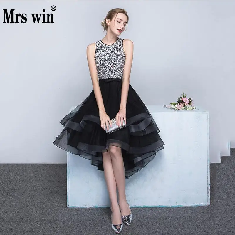 2019 вечернее платье Mrs Win роскошный бисероплетенный спереди короткий сзади