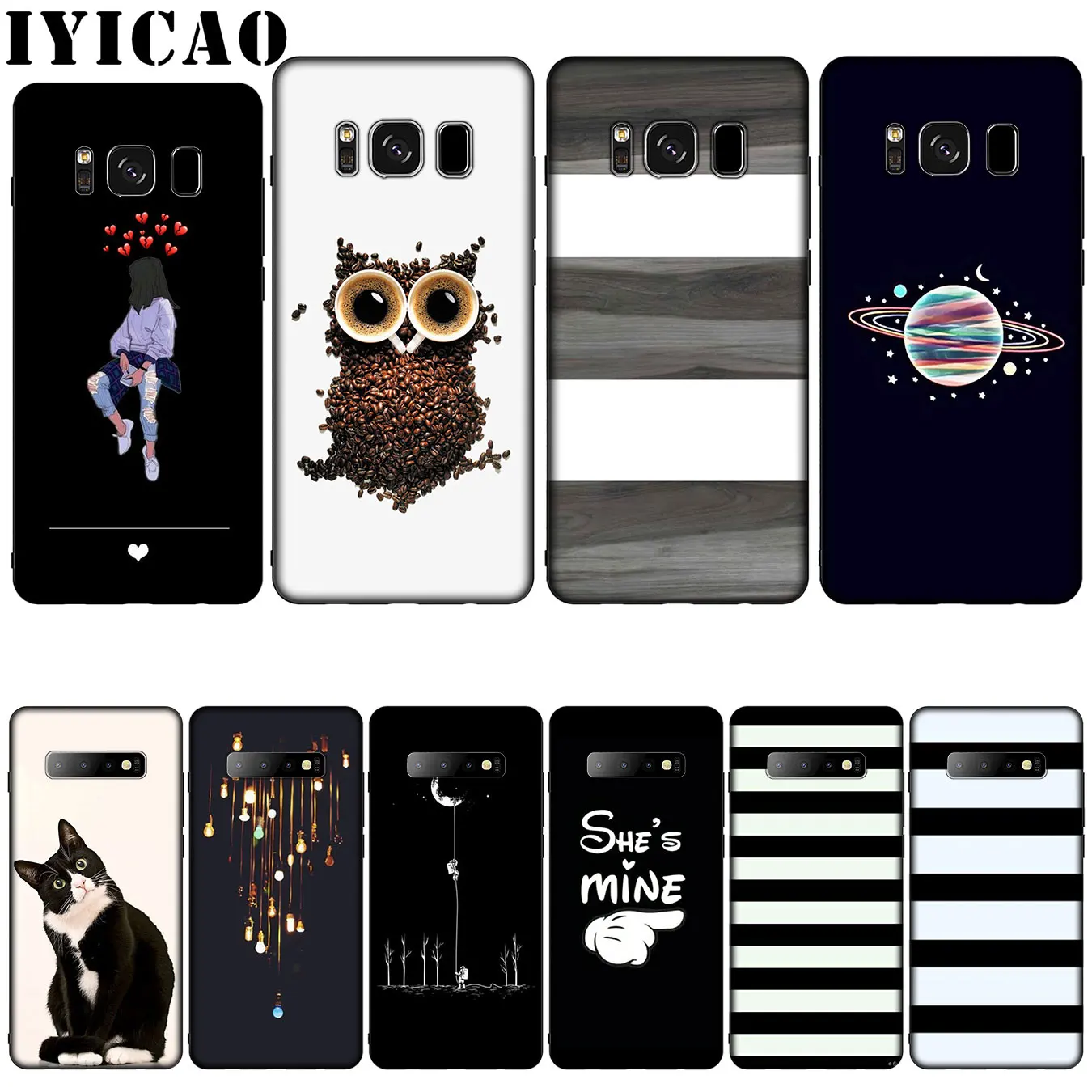 IYICAO Simple fashion animal Silicone Soft Phone Case for Samsung Galaxy S10 S9 S8 Plus S6 S7 Edge S10e E Cover |