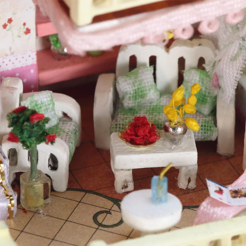 

Furniture DIY Doll House Wodden Miniatura Doll Houses Furniture Kit Glass Cover Assemble Dollhouse Toys For Children Gift