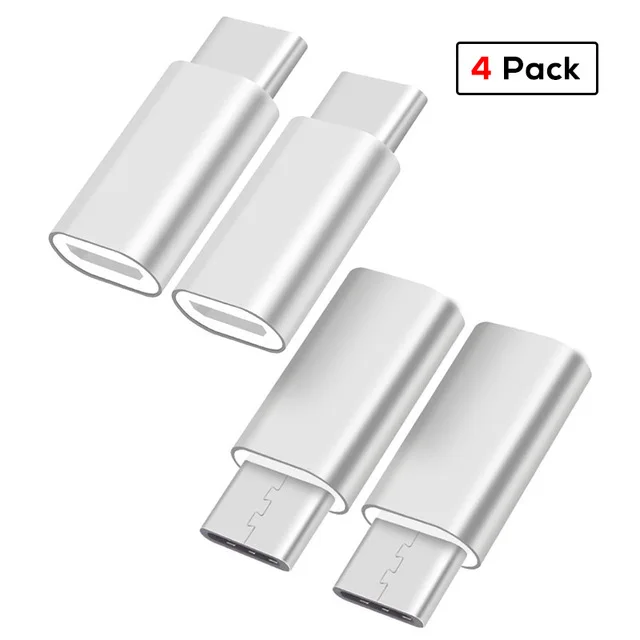 4 Pack Silver SUPTEC 10 шт USB адаптер usb type C к Micro USB OTG кабель type-C Конвертер Разъем для Macbook Samsung S8 S9 huawei Oneplus - Цвет: 4 Pack Silver