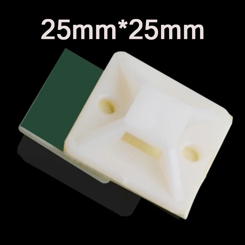 25mm*25mm 50pcs green glue type Tie Mount Plastic Self Adhesive Cable Tie Mounter Base Holder wire position fixed seat