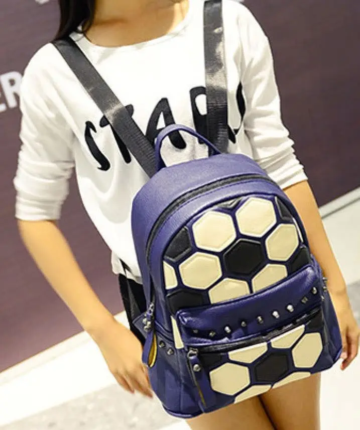 cheer leader soccer backpack super-popular sweet shoulder bag football embossed rivet girl backpacks college | Багаж и сумки