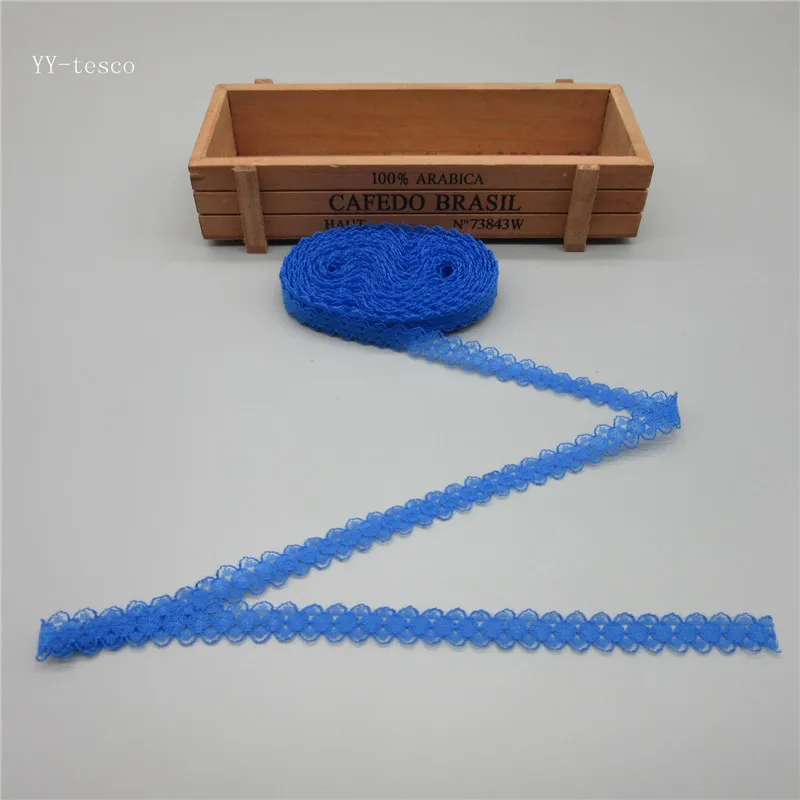Royal blue 10 ярдов кружево, лента, тесьма 14 мм в ширину белая кружевная отделка DIY вышитая чистая кружевная отделка для шитья украшения африканская кружевная ткань - Цвет: Royal blue