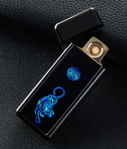 Полноэкранная электронная USB Зажигалка вольфрама турбо Зажигалка для курения - Цвет: black tiger