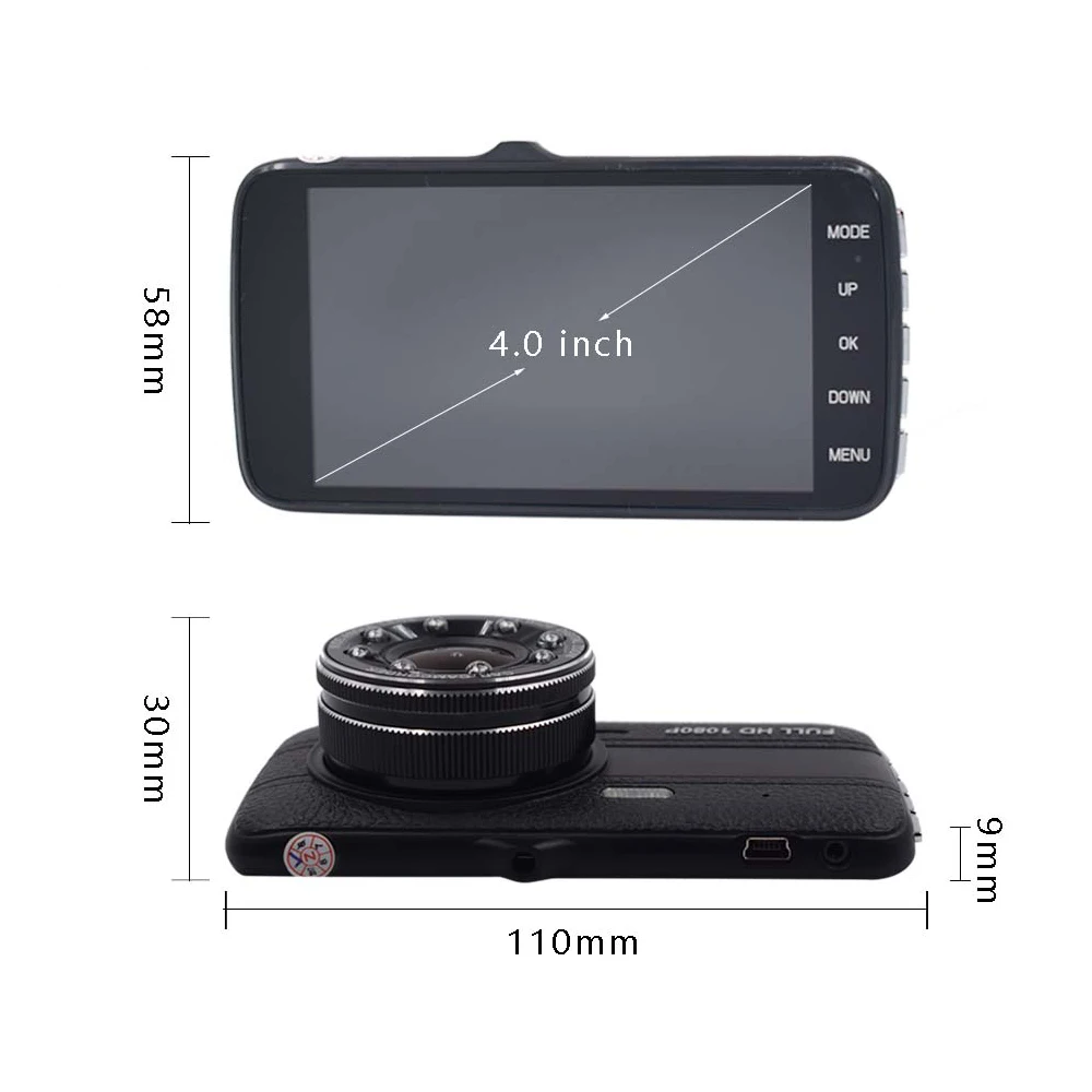 QUIDUX 4 дюймов видеорегистратор ADAS 1080P двойной объектив 170 градусов зеркало заднего