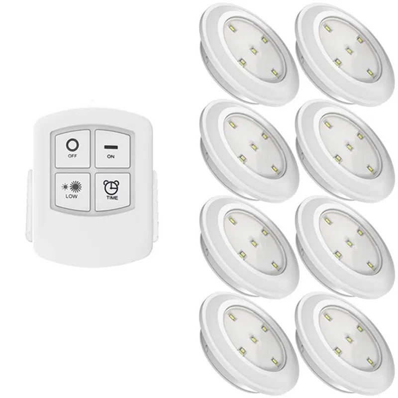8 lamp 1 remote Диммируемый светодиодный светильник для шкафа с питанием от батареи, 5 светодиодов, лампы с беспроводным сенсорным датчиком или пультом дистанционного управления, для гардероба, лестницы, светодиодная Ночная лампа - Цвет: 8 lamp 1 remote