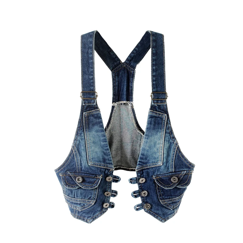 

2020 Summer Short Denim Vest Women Wild Slim Sleeveless Tops Vintage Ladies Jeans Waistcoat Jacket Casual Denim Coat Female Q106