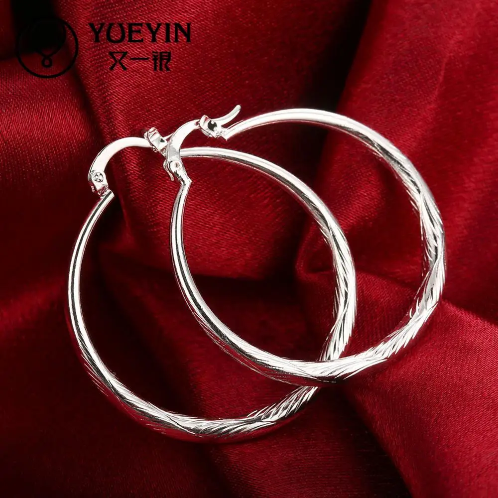 New fashion elegant silver plated hoop earrings for women wedding party hot sale | Украшения и аксессуары