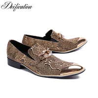 deification sapato masculino metal pointy toe mens shoes genuine leather fashion slip on formal shoes men wedding shoes zapatos