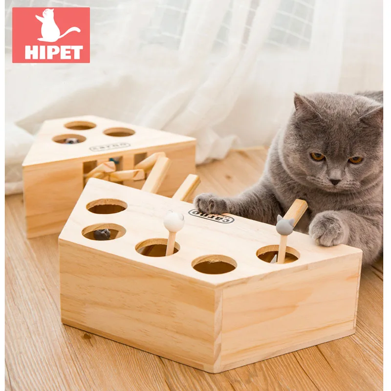 HIPET интерактивные деревянные игрушки для кошек, забавные игрушки для кошек, игрушки для кошек, обучающие игрушки для кошек с 3/5 отверстиями