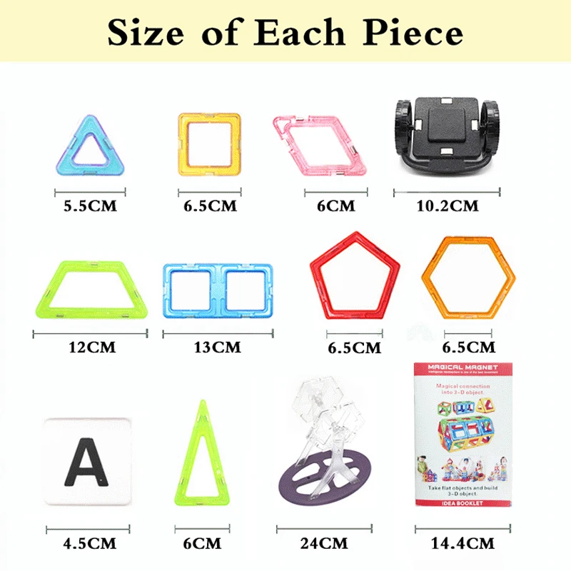 

Mylitdear 60PCS/SET Anime Big Size 3D DIY Building Blocks Magnetic Designer Square Triangle Enlighten Bricks Toys For Children