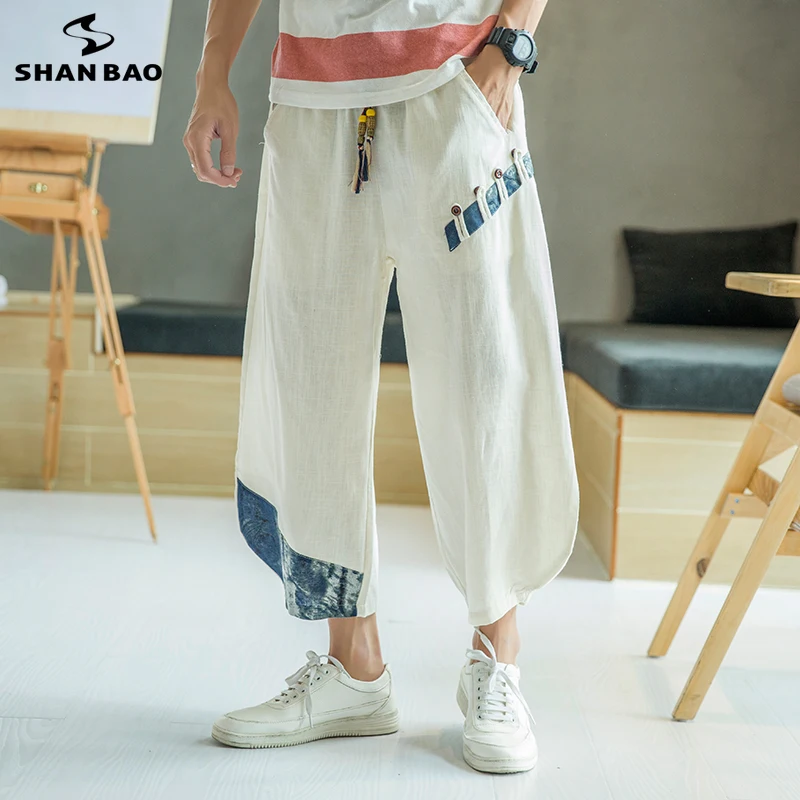Бренд SHANBAO, Японский китайский стиль, модные свободные повседневные штаны, Летние Новые Качественные укороченные штаны из хлопка