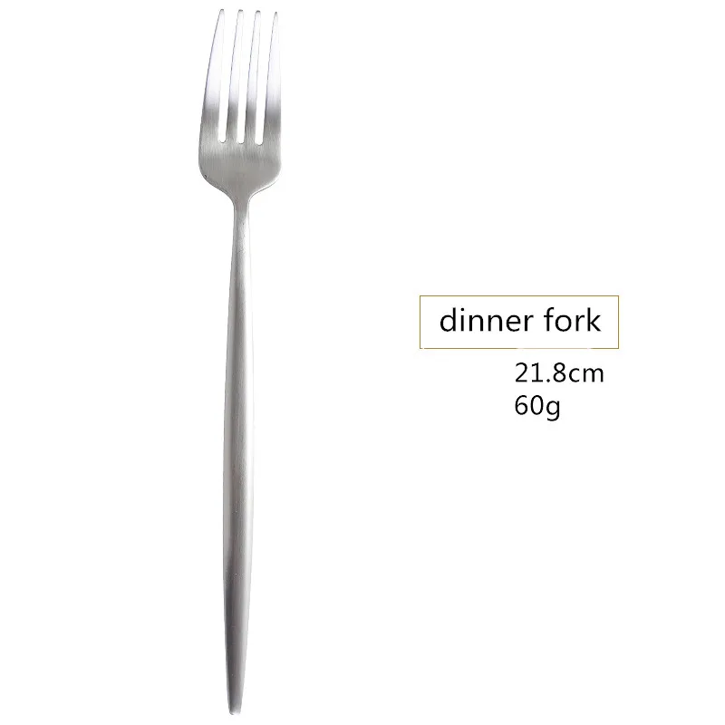 dinner fork Набор столовых приборов Десертные Вилки Ножи Ложки палочки для еды нержавеющая сталь столовое серебро стейк посуда матовые серебряные столовые приборы посуда - Цвет: dinner fork
