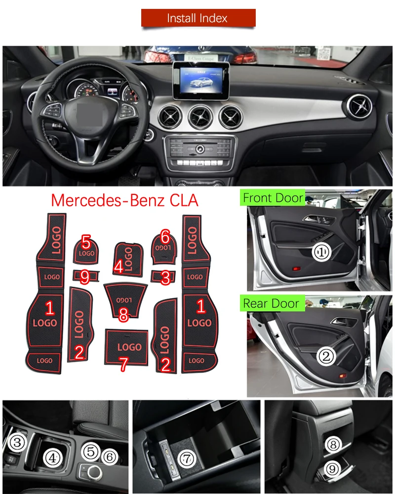 Противоскользящие ворота Слот коврик резиновая подставка для Mercedes Benz CLA C117 W117 аксессуары 180 200 220 250 AMG 45