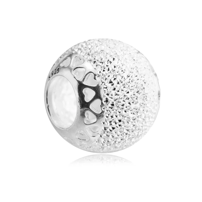 Подходит для браслетов Pandora сверкающие сердечки серебряные бусины 100% 925 пробы