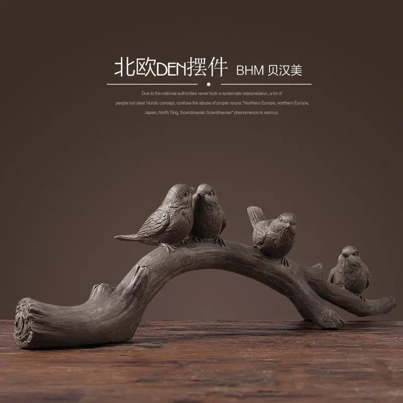 

Nordic Creative resin birds figurines bar vintage statue home decor crafts room decoration objects office resin animal figurines