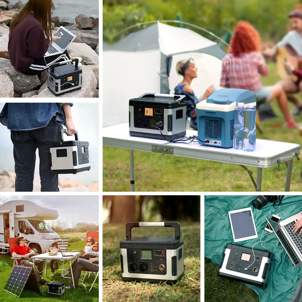 Suaoki G500 Portable Power Station 500Wh 300W AC/DC 12V Portable Rechargeable Solar Generator Jump Starter Outdoor Camping