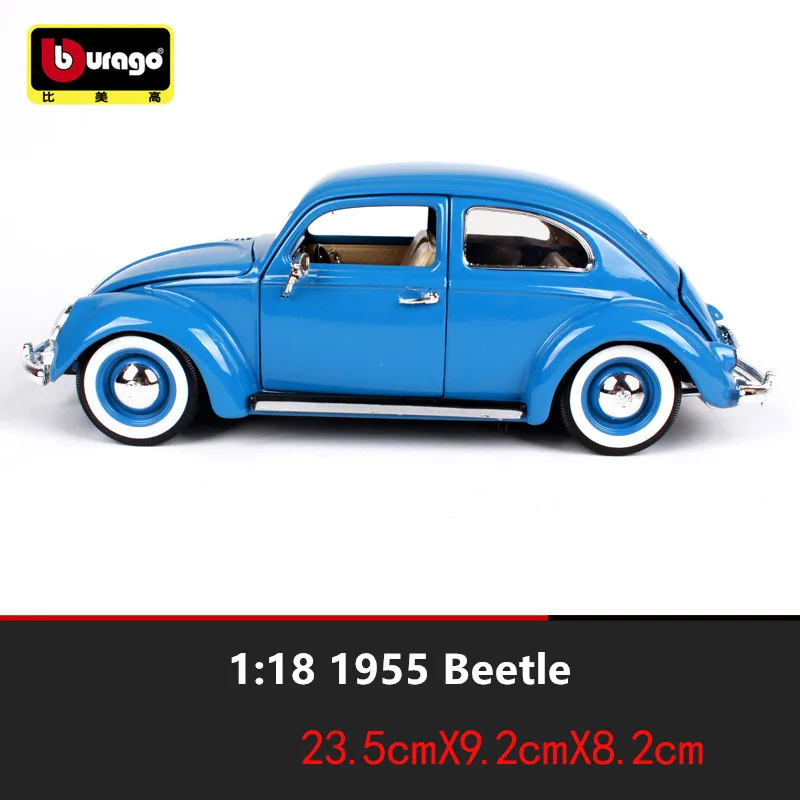 Модель автомобиля Bburago 1/18 1955 Volkswagen Beetle из сплава в стиле ретро Классическая