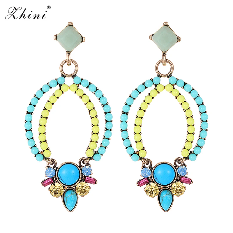 ZHINI Шарм Имитация смолы бисера подвески заявление серьги Мода Винтаж падение