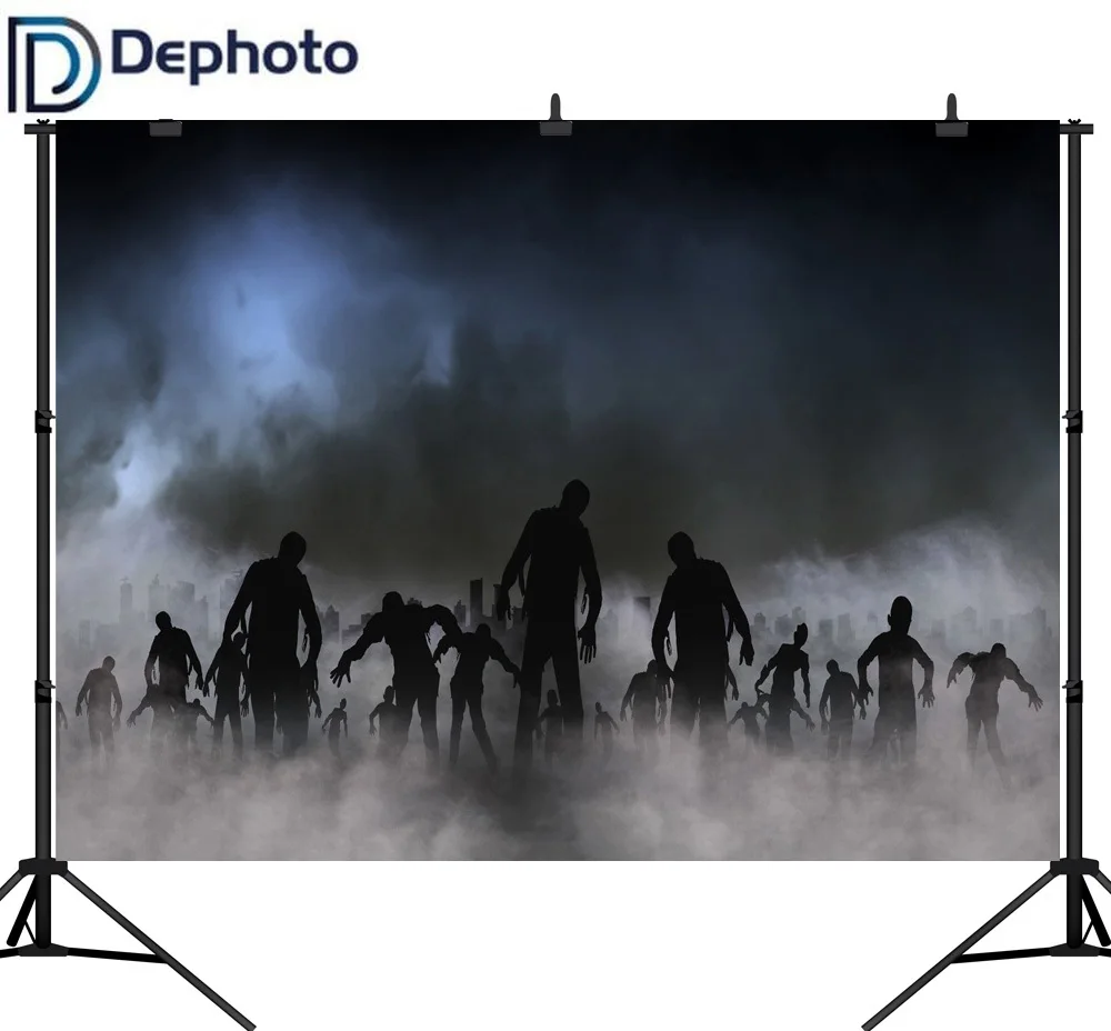DePhoto фото фон Хэллоуин Страшные зомби дым ужасный украшение для фотостудии|Фон