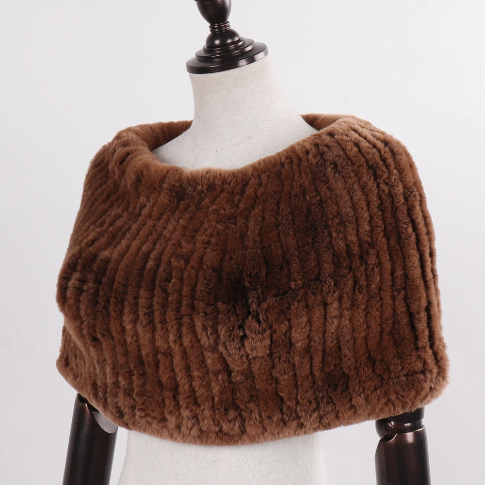 New Lady Winter 100% Natural Rex Rabbit Fur Shawls Scarves Women Warm Knitted Real Pashmina Fashion Genuine Scarf Poncho |