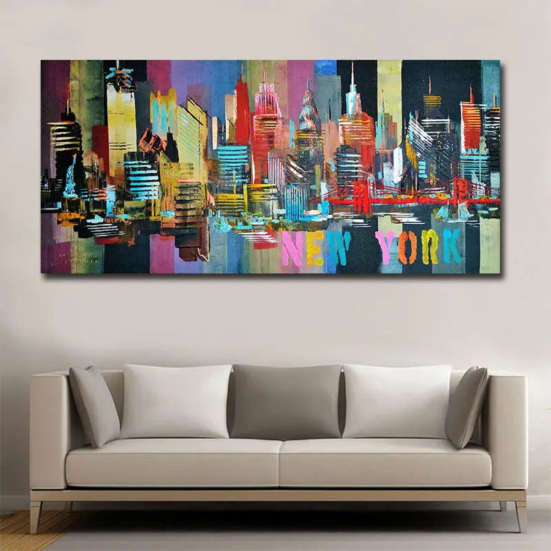 Абстрактные городские здания Холст Живопись Дешевые Плакаты и печать настенные