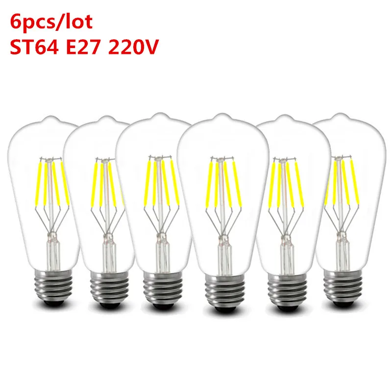 6 шт./лот 2w 4w 6w 8w E27 E14 прозрачные светодиодные лампы 220v A60 G45 ST64 C35 матовая