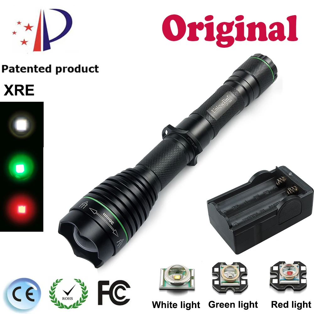 UniqueFire 1508 вспышка светильник Cree XRE 38 мм объектив лампа фонарь Регулируемый зум 3 Вт