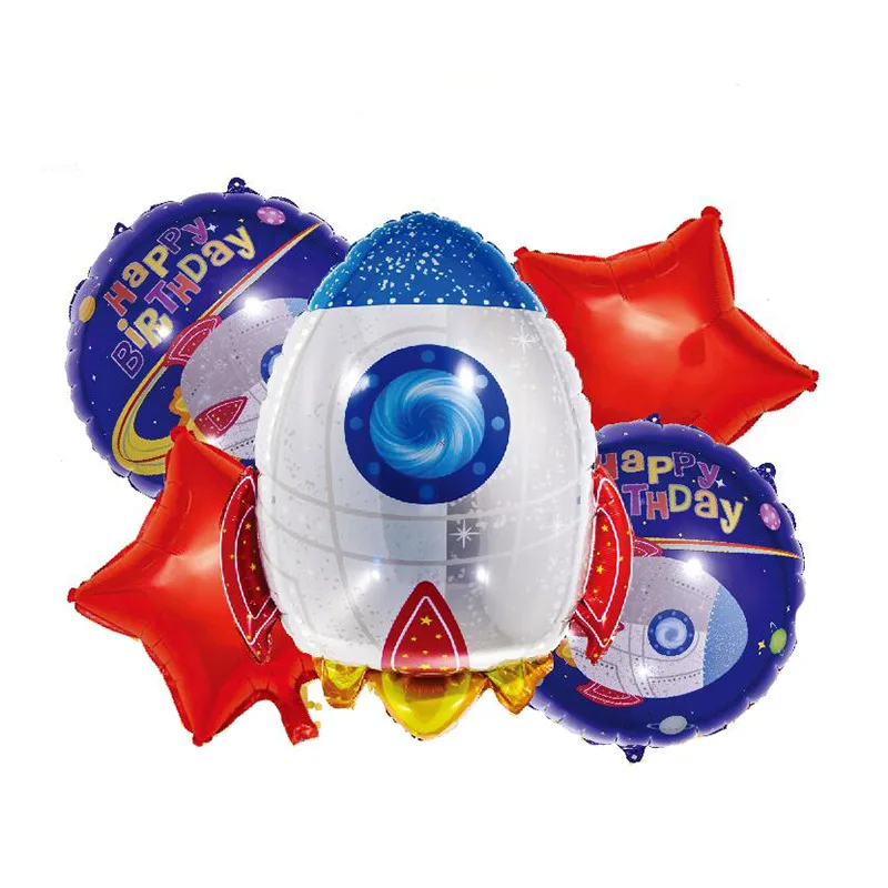 5 шт. космические космонавты и ракеты гелиевый воздушный шар с днем рождения
