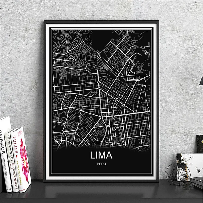 LIMA Индивидуальные карта мира Ливерпуль современный город плакат абстрактный принт холст с покрытием бумага картина маслом гостиная кафе бар Декор - Цвет: LIMA