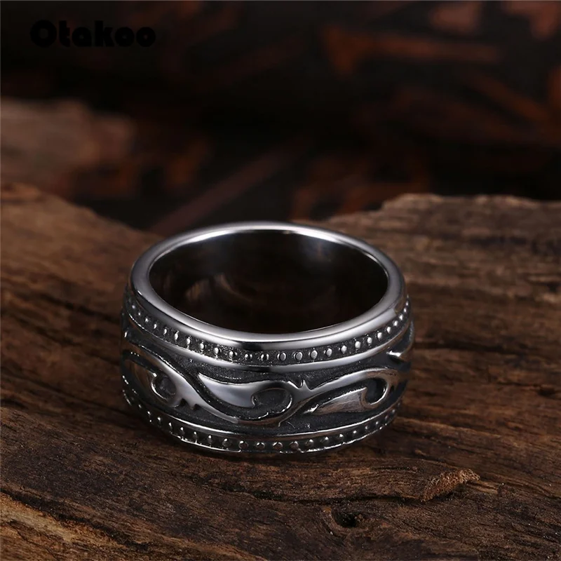 Мужское Винтажное кольцо Otakoo из нержавеющей стали с геометрическим узором
