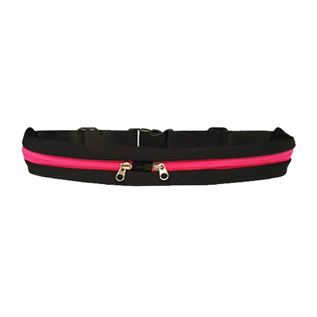 Hot Pink Двойной карманный ремень для бега, поясная сумка для телефона, сумка для спорта на открытом воздухе, поясная сумка унисекс, поясные сумки для женщин и мужчин, e711 - Цвет: Hot Pink