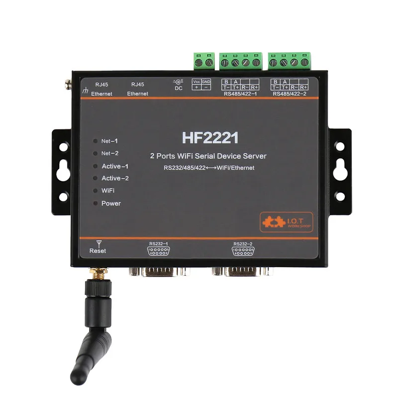 HF2221 промышленного Modbus 2 Порты последовательный сервер RS232/RS485/RS422 Wi-Fi устройство