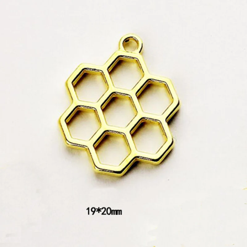 10 шт./лот золотой сплав Honeycomb металлическая рамка Подвеска очаровательный ободок
