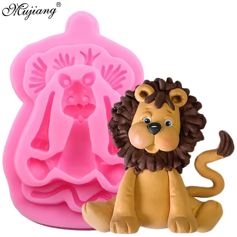 

3D силиконовая форма в виде льва, животные, кекс, Топпер, искусственное украшение для печенья, выпечки, конфет, шоколада