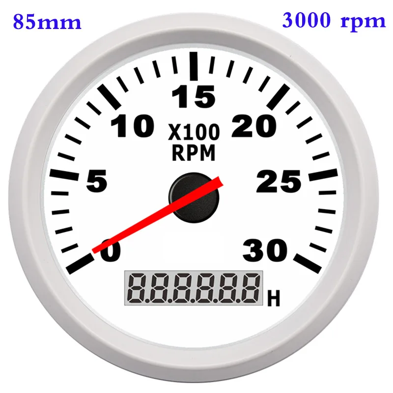 3000rpm 85mm Об/мин судовой Тахометр 6000 8000 Автомобиля Морской Тахометр измеритель с счетчик моточасов для дизельный бензиновый двигатель 12 V/24 V - Цвет: 3000rpm 85mm