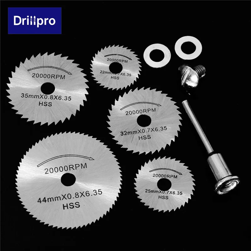 Drillpro 6 шт. Мини HSS циркулярные пилы вращающиеся инструменты для Dremel металлорежущий Электроинструмент дерево режущие диски дрель оправка