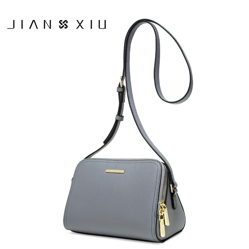

JIANXIU Brand Genuine Leather Bag Female Shoulder Crossbody Bags For Women Purse Litchi Texture 2019 Double Zipper Messenger Bag