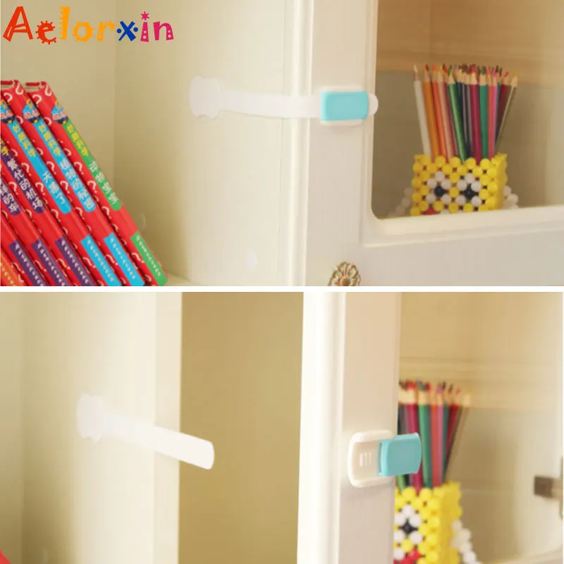 Cerraduras de seguridad para puertas de cajones, cerraduras de pl&aacute;stico para el cuidado de la seguridad de los ni&ntilde;os y beb&eacute;s, correas de protecci&oacute;n para beb&eacute;s, 2 unids/lote-2